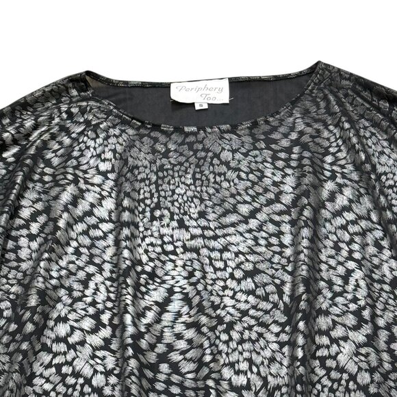 Women’s Y2K Periphery Too Black Silver Metallic Top Size S - Picture 3 of 5